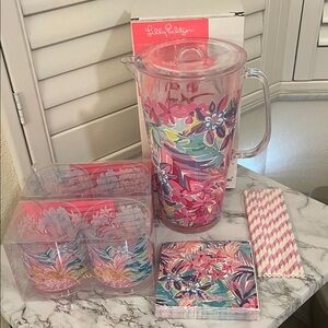 Lilly Pulitzer Colorful Floral Drinkware Set